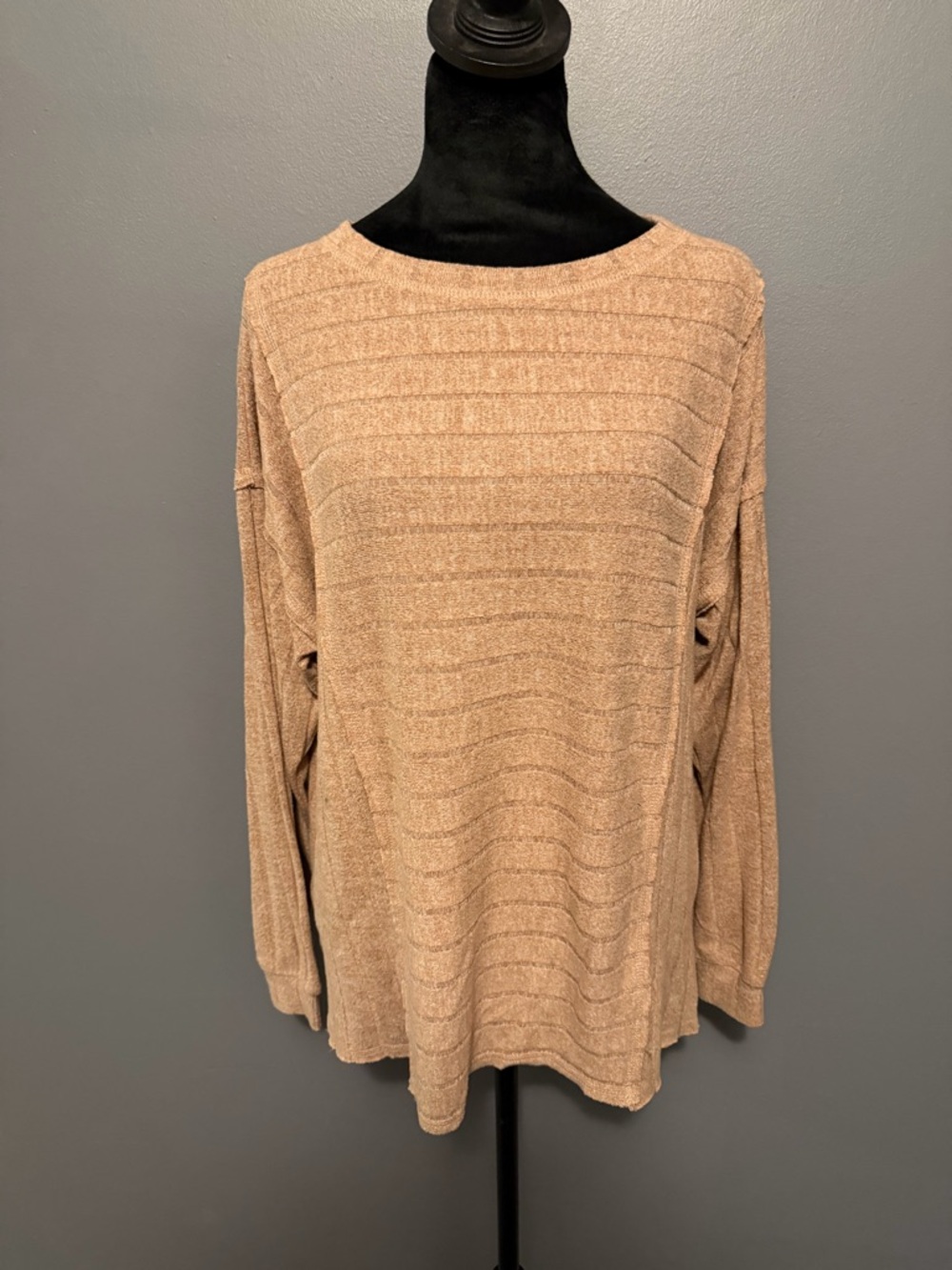 BKE Lightweight Ribbed Knit Pullover - Camel